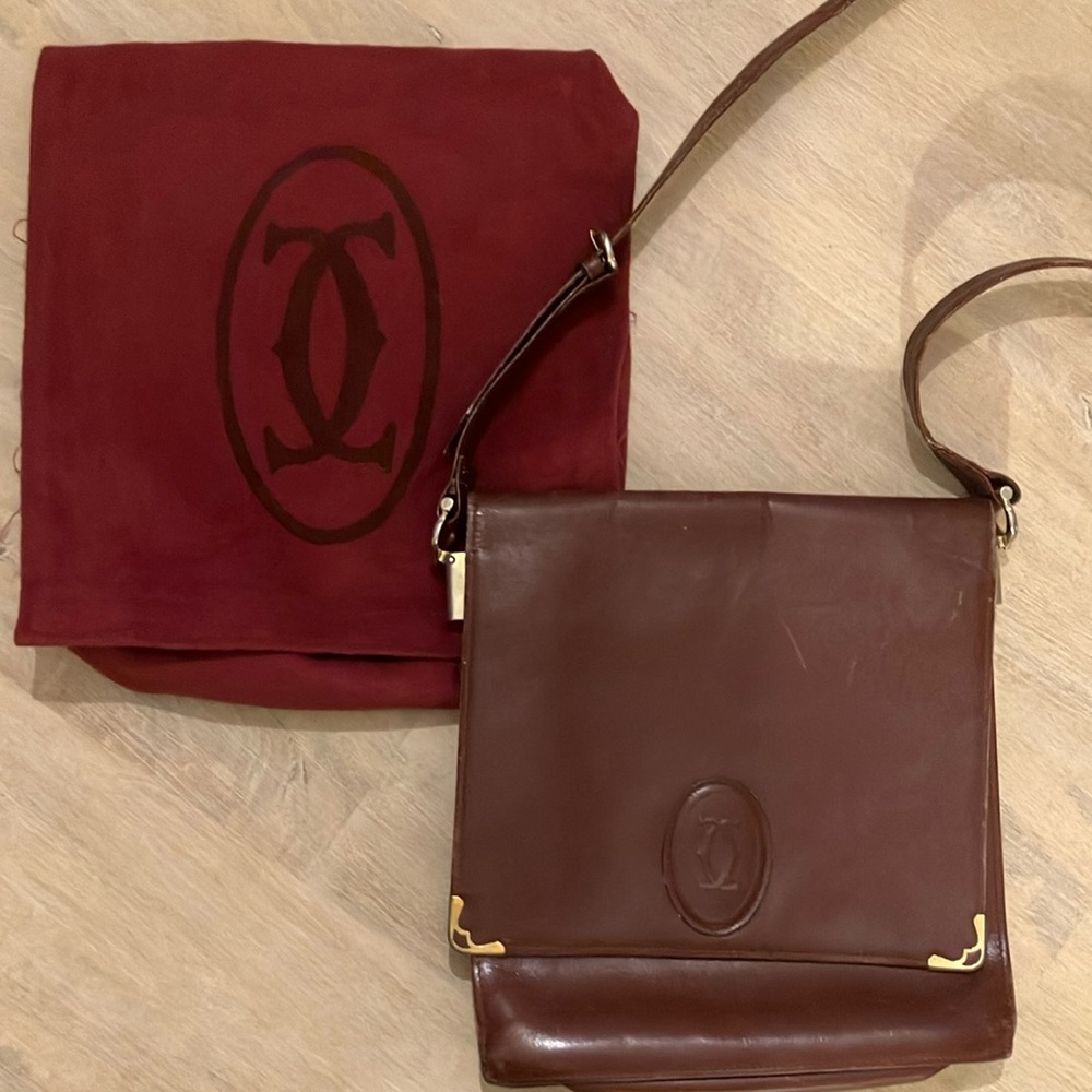 Must de Cartier Shoulder Bag Logo Red Bordeaux